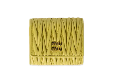 MIU MIU Matelasse Leather Wallet "Citron Yellow"