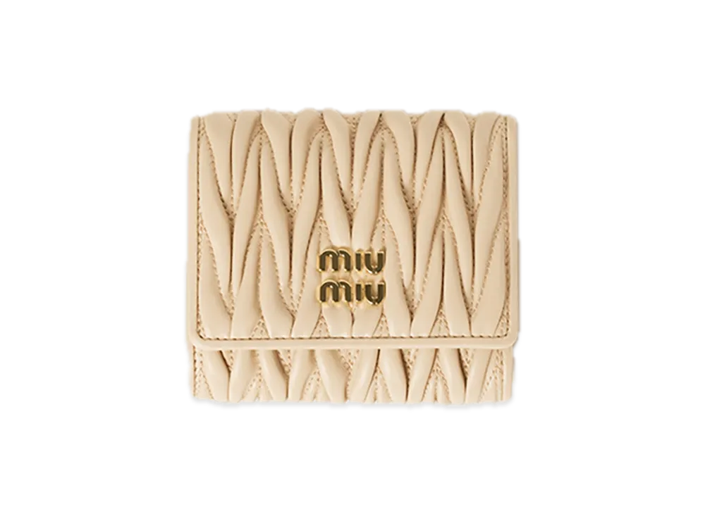 MIU MIU Matelasse Leather Wallet "Soy Green"