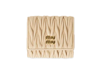 MIU MIU Matelasse Leather Wallet "Soy Green"