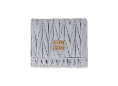 MIU MIU Matelasse Leather Wallet "Pearl Grey"