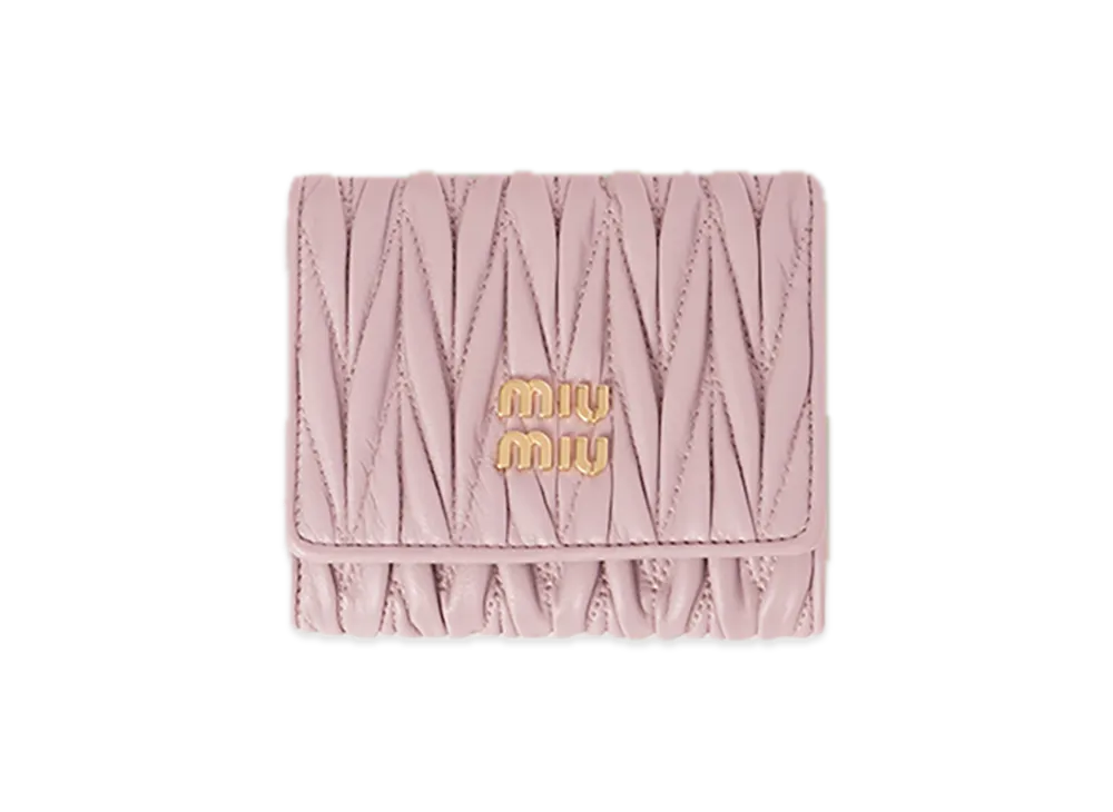 MIU MIU Matelasse Leather Wallet "Pink"