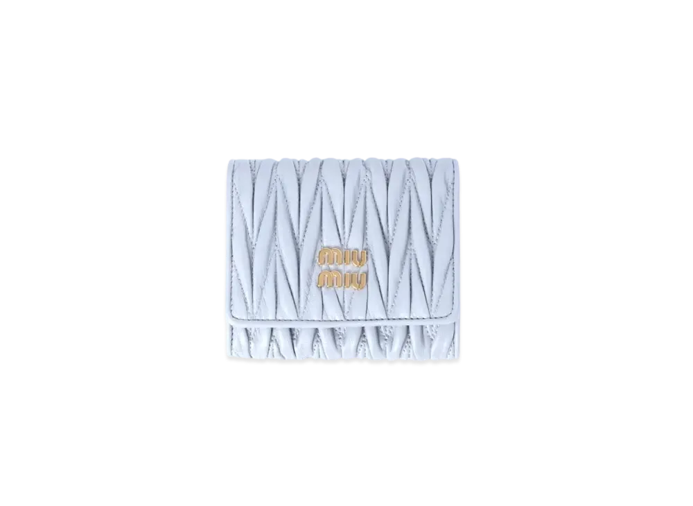 MIUMIU Small Matelasse Nappa Leather Wallet "Pearl Gray"