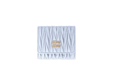 MIUMIU Small Matelasse Nappa Leather Wallet "Pearl Gray"