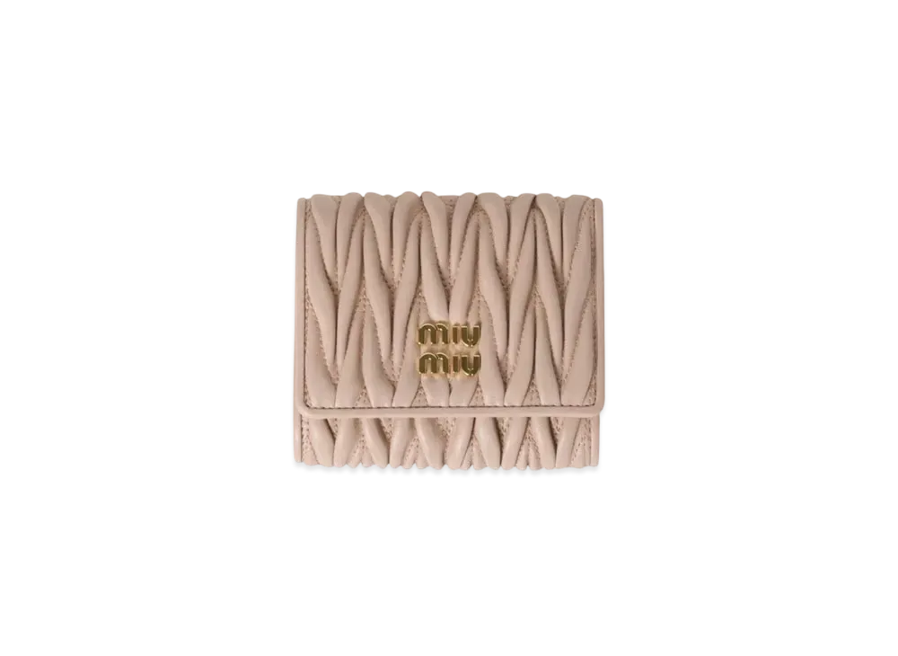 MIUMIU Small Matelasse Nappa Leather Wallet "Pink Beige"