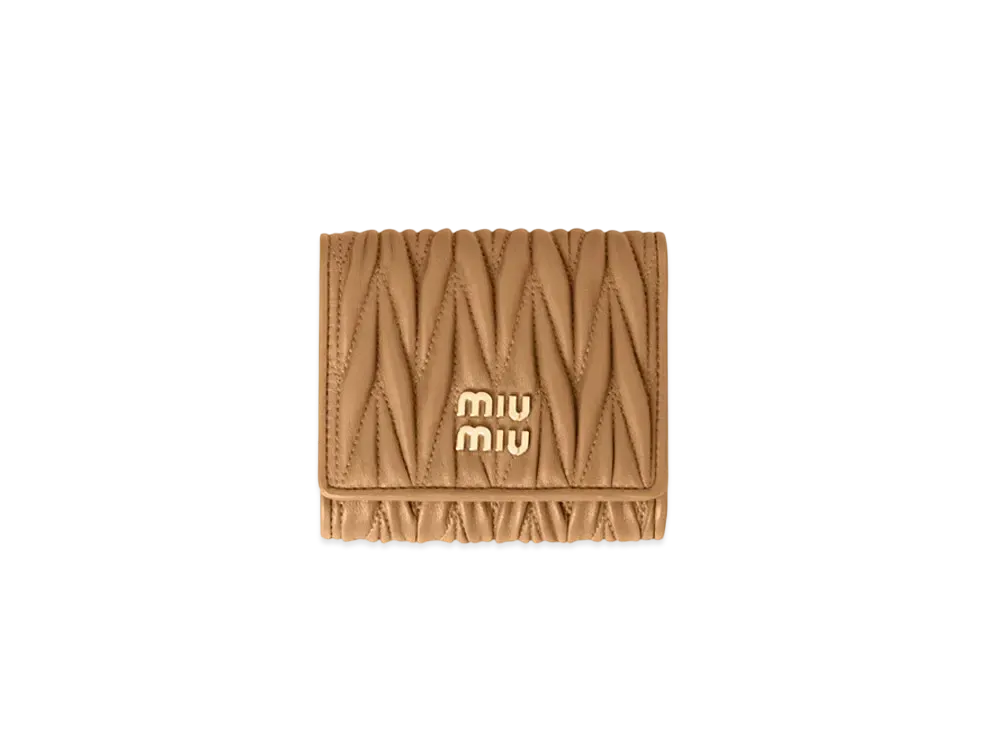 MIUMIU Small Matelasse Nappa Leather Wallet "Camel"