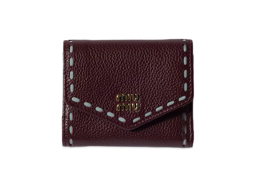 MIU MIU Leather Wallet "Burgundy/Lake Blue"