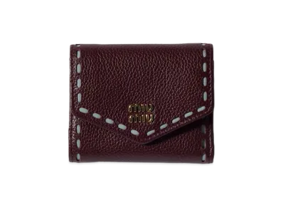 MIU MIU Leather Wallet "Burgundy/Lake Blue"