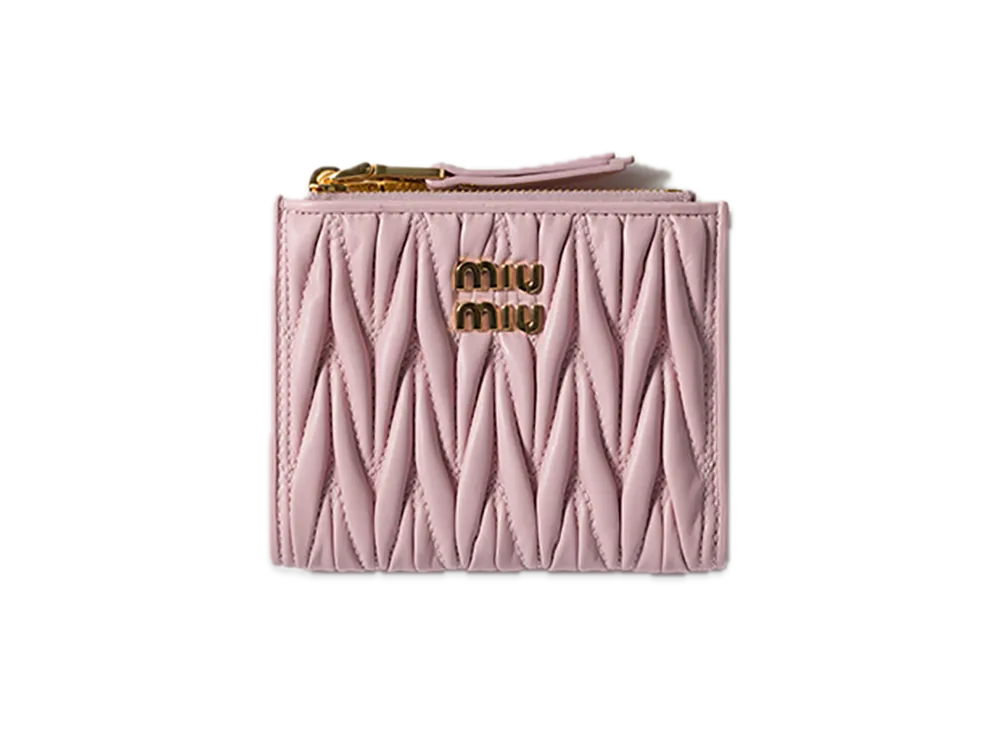 MIU MIU Matelasse Leather Wallet "Pink"