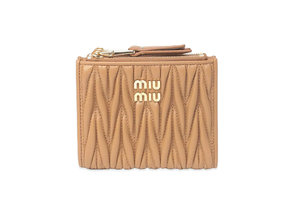 MIU MIU Women's Matelass Leather Bifold Wallet "Brown"
