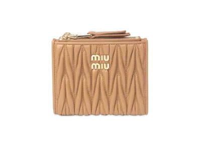 MIU MIU Women's Matelass Leather Bifold Wallet "Brown"