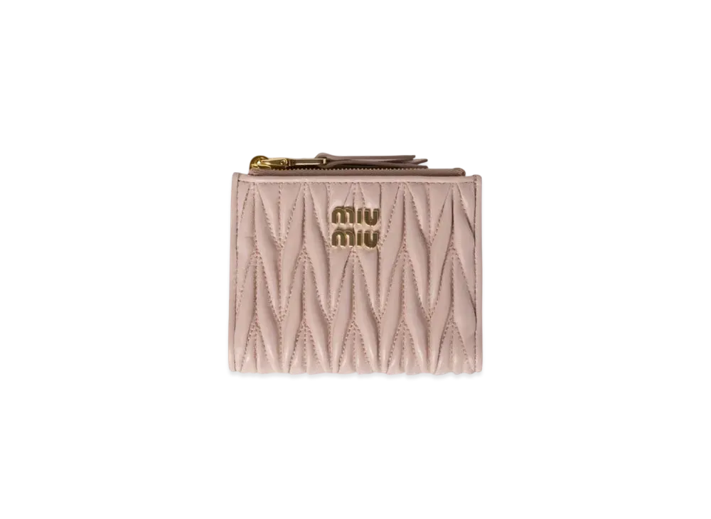 MIUMIU Small Wallet In Matelasse Nappa Leather "Pink Beige"