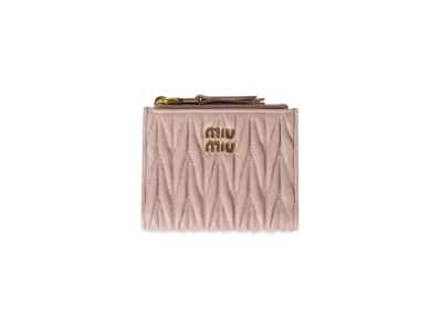 MIUMIU Small Wallet In Matelasse Nappa Leather "Pink Beige"