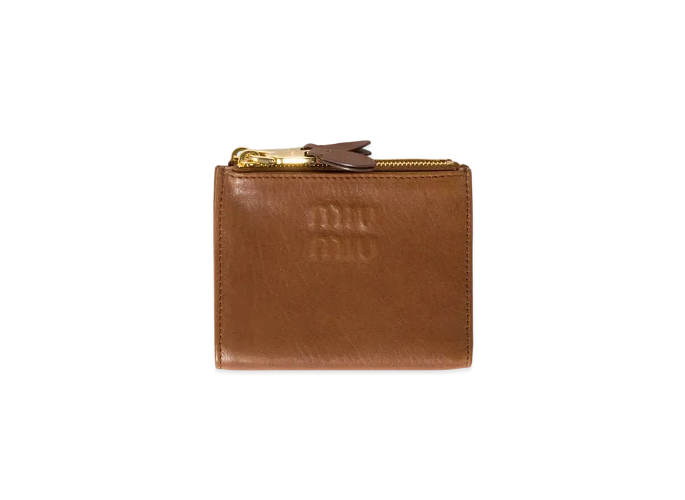 ミュウミュウ　ナッパレザー2つ折り財布　ブラウン　超美品 miu miu（ミュウミュウ） ウォレット レディース ナッパレザー