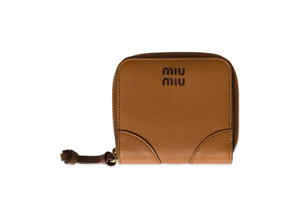 MIU MIU Small Leather Wallet "Cognac Brown/Palissander"