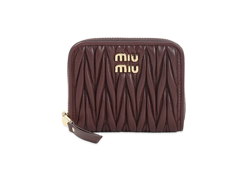 MIU MIU Women's Small Wallet Matelasse Nappa Leather "Burgundy"