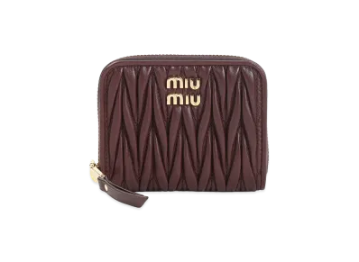 MIU MIU Women's Small Wallet Matelasse Nappa Leather "Burgundy"