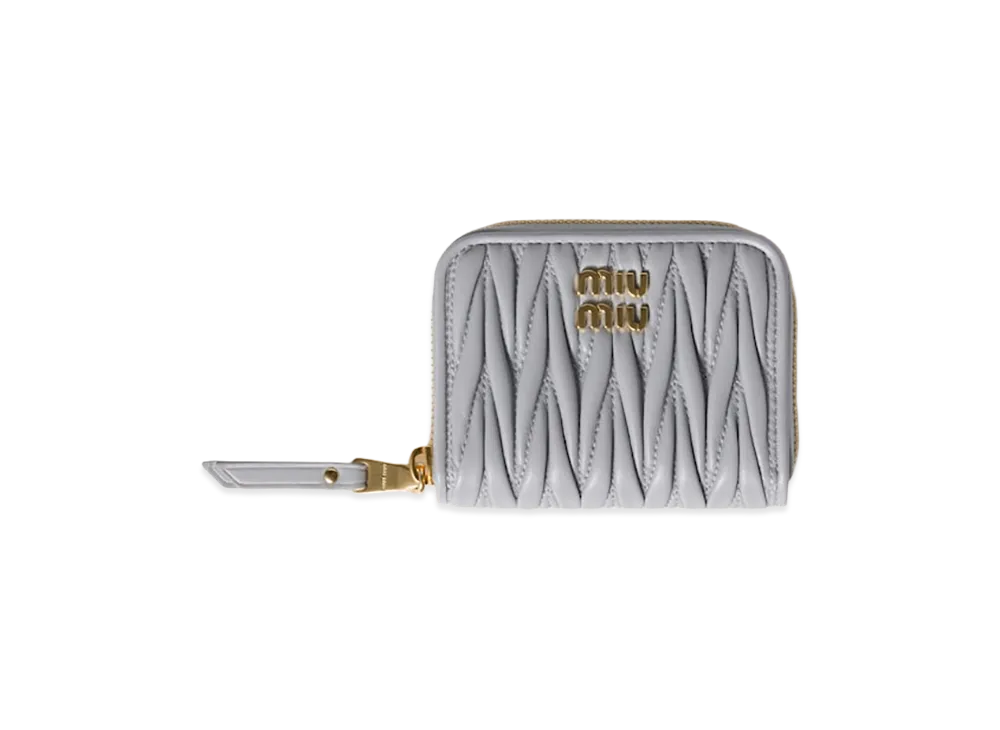 MIU MIU Matelasse Leather Coin Case "Pearl Gray"