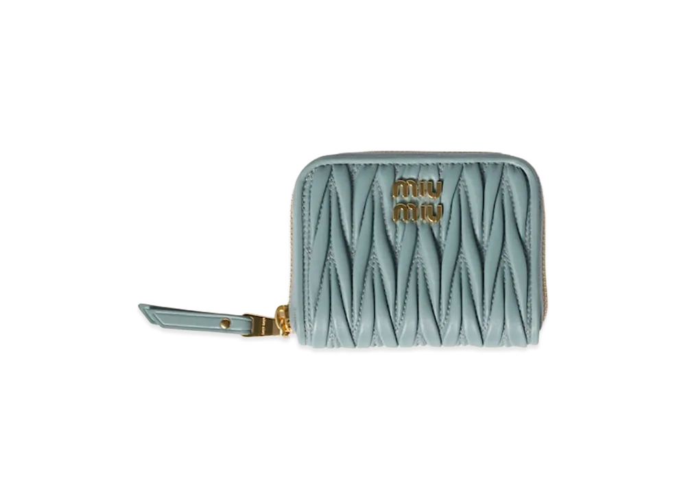 MIU MIU Matelasse Leather Coin Case "Powder Blue"