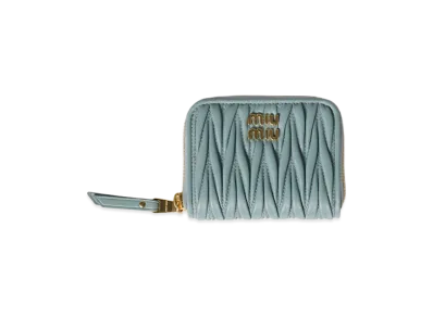 MIU MIU Matelasse Leather Coin Case "Powder Blue"
