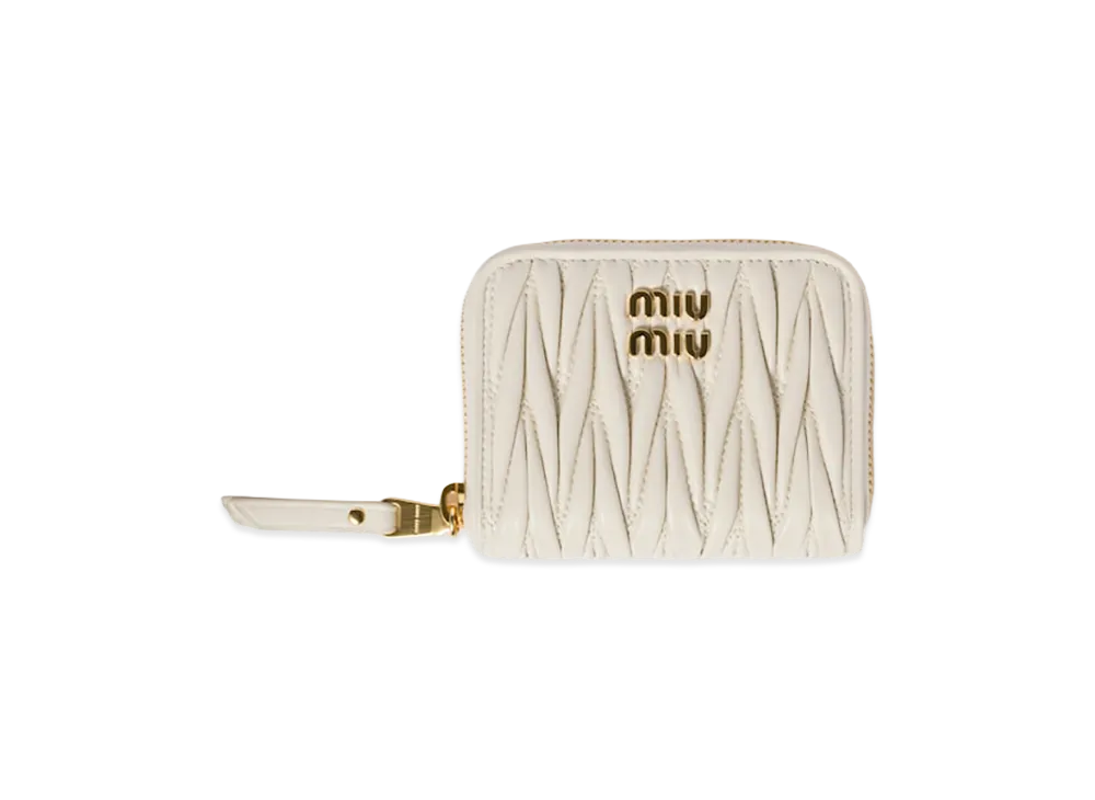 MIU MIU Matelasse Leather Coin Case "White"