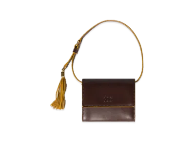 MIU MIU Leather Wallet with Shoulder Strap "Burl/Dark Orange"