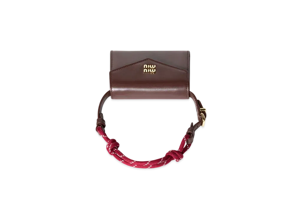 MIUMIU Leather Shoulder Wallet "Brown/Wine Red"