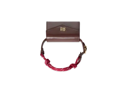 MIUMIU Leather Shoulder Wallet "Brown/Wine Red"