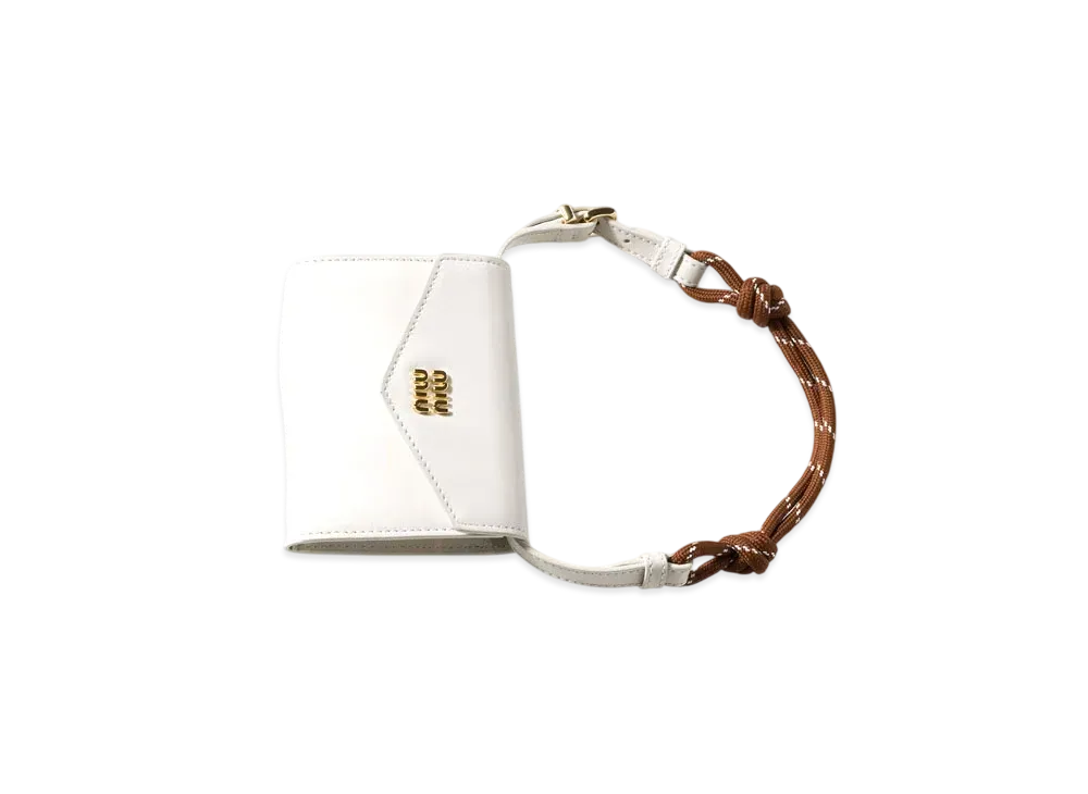 MIUMIU Leather Shoulder Wallet "Brown/White"