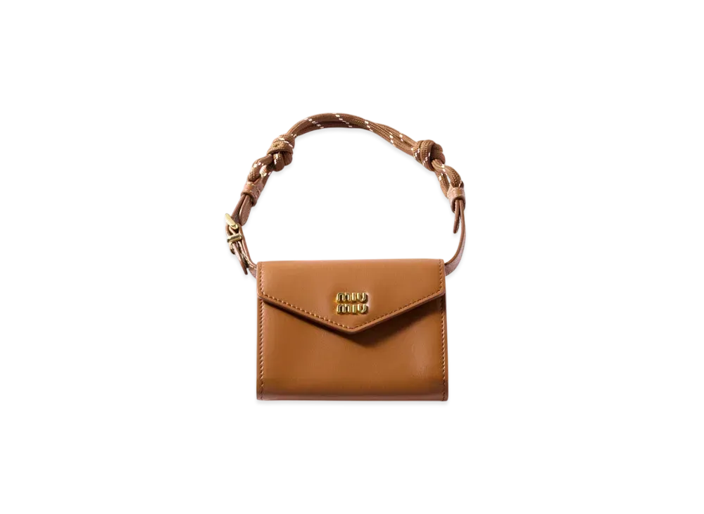 MIUMIU Leather Shoulder Wallet "Cognac/Brown"