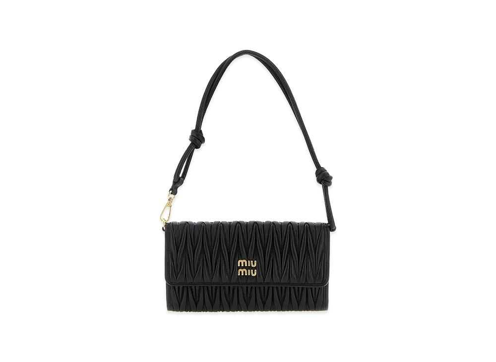 MIU MIU Women's Wallet On Chain Nappa Matelasse "Black"