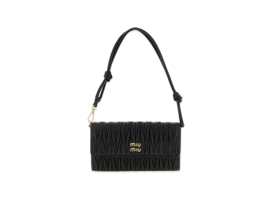 MIU MIU Women's Wallet On Chain Nappa Matelasse "Black"