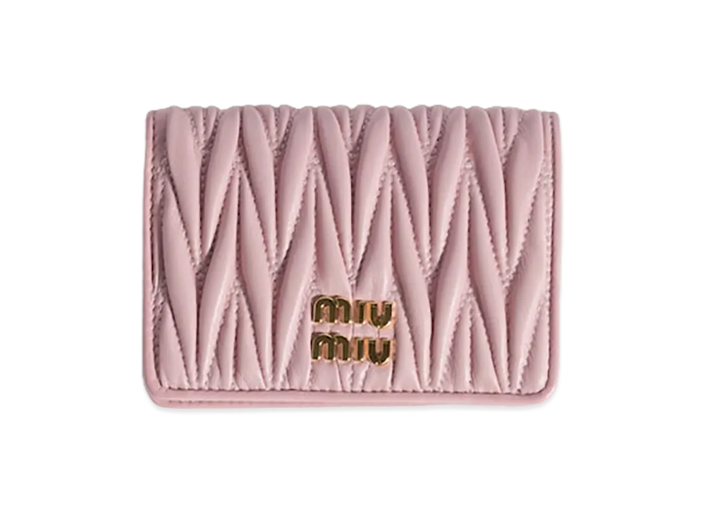 MIU MIU Matelasse Leather Wallet "Alabaster Pink"