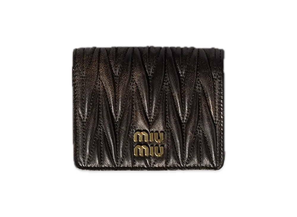 MIU MIU Small Matelasse Nappa Leather Wallet "Dark Brown"