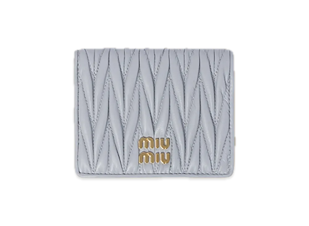 MIU MIU Matelasse Leather Bifold Wallet "Pearl Grey"