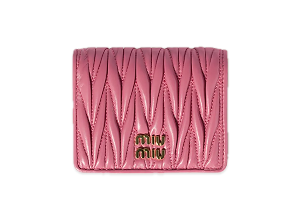 MIU MIU Matelasse Leather Bifold Wallet "Pink"