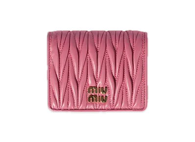 MIU MIU Matelasse Leather Bifold Wallet "Pink"