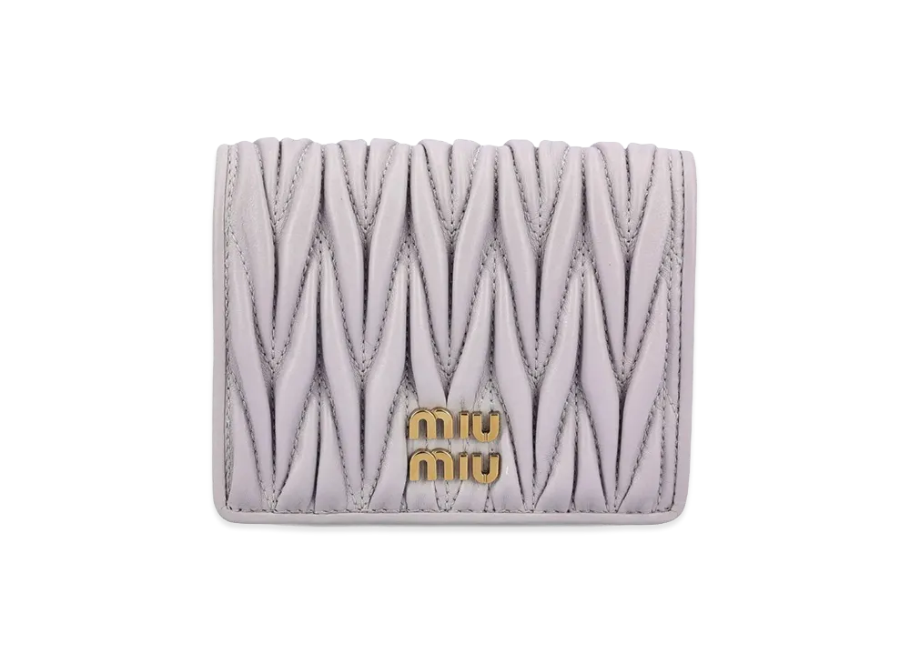 MIU MIU Nappa Leather Quilted Wallet "Purple"