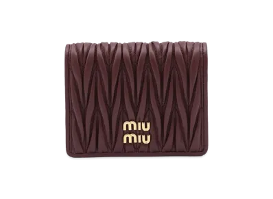 MIU MIU Women's Nappa Leather Quilted Wallet "Bordeaux"