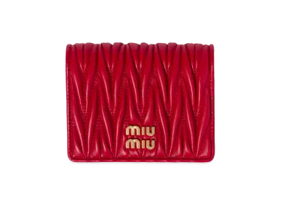 MIU MIU Women's Nappa Leather Quilted Wallet "Red"