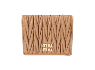 MIU MIU Women's Matelass Leather Bifold Wallet "Beige"