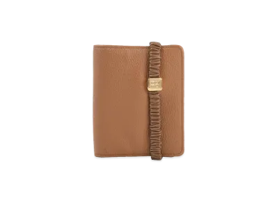 MIU MIU Women's Bifold Wallet With Leather Band "Camel"