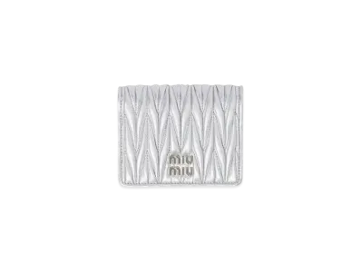 MIUMIU Small Matelasse Nappa Leather Wallet "Silver"