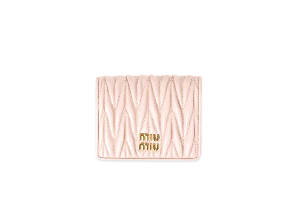 MIUMIU Small Matelasse Nappa Leather Wallet "Pink Beige"