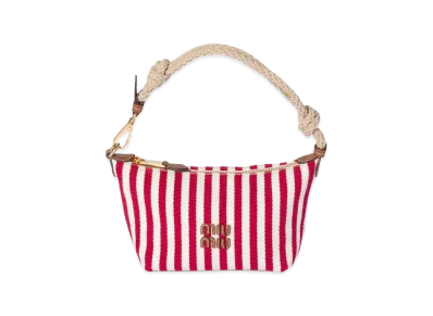 MIU MIU Women's Embroidered Canvas Shoulder Bag "Stripped"