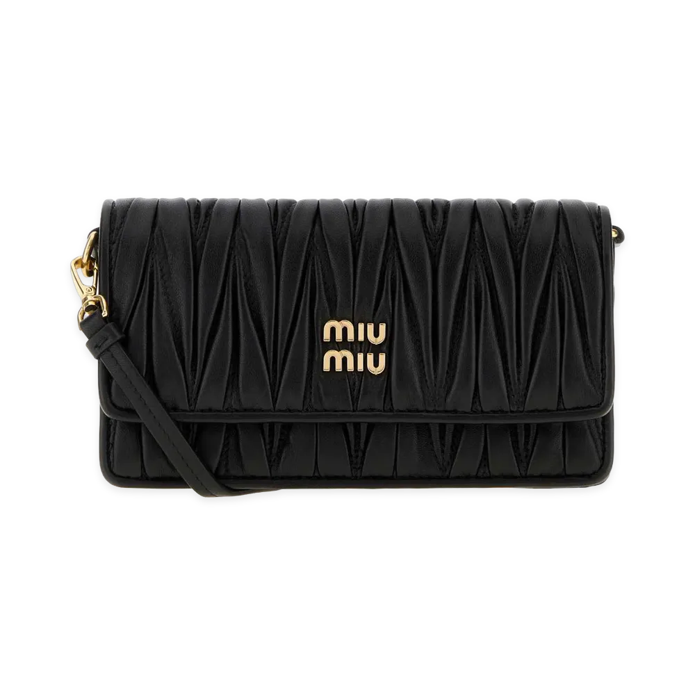 MIU MIU Women's Nappa Leather Mini Crossbody Bag "Black"