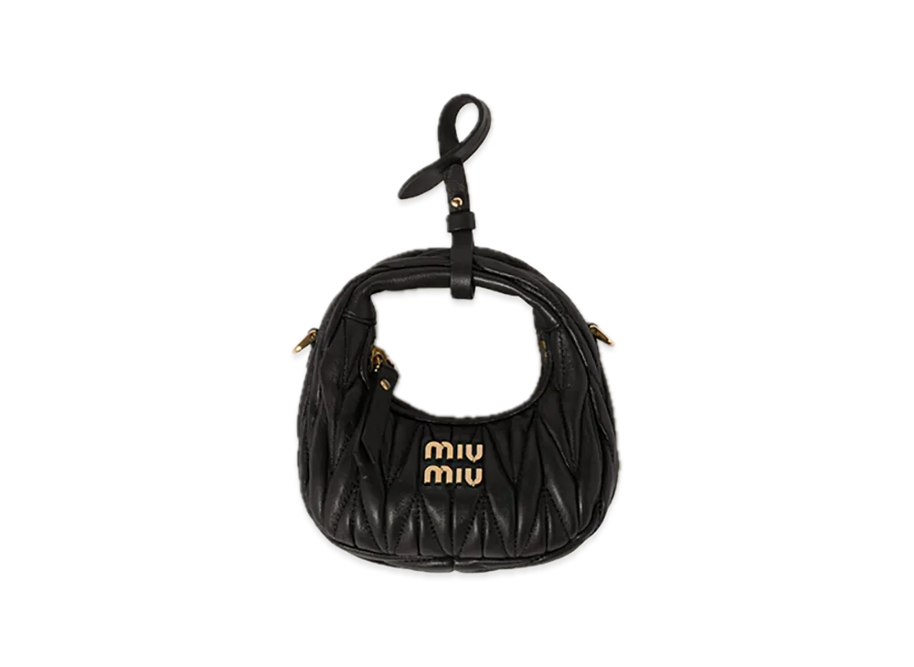 MIU MIU Wander Matelasse Leather Hobo Bag "Black"