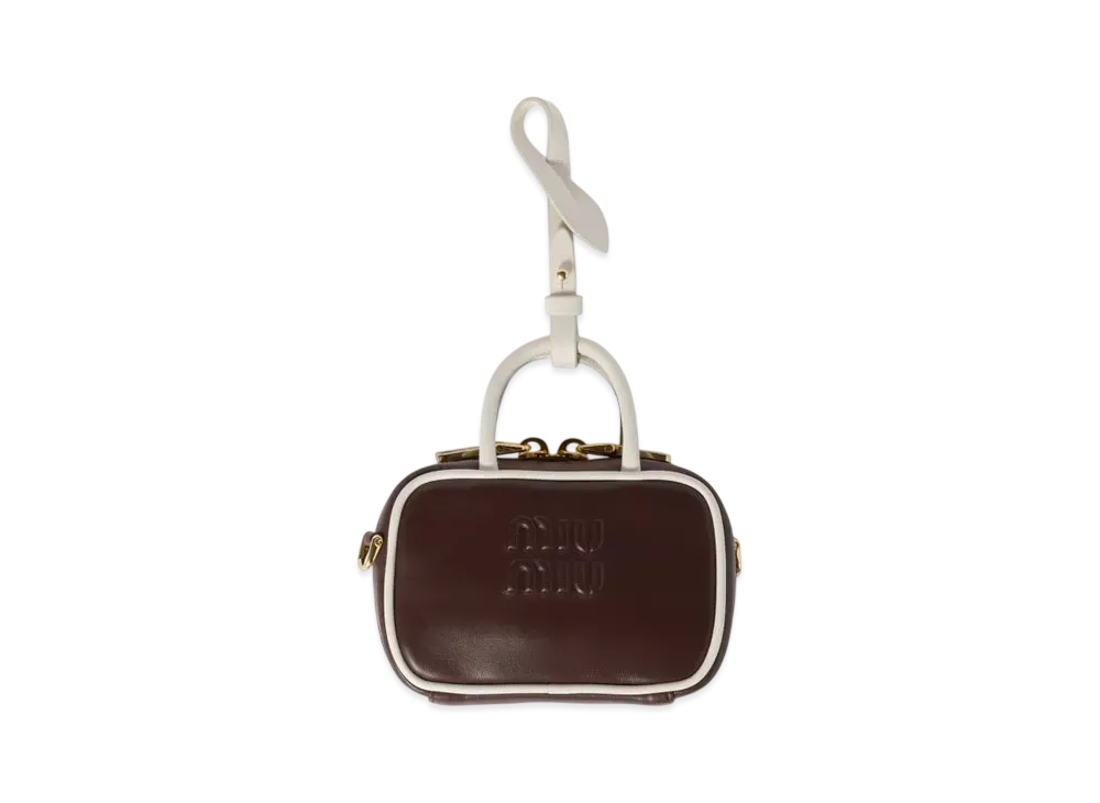 MIUMIU Beau Leather Micro-Bag "Brown/White"