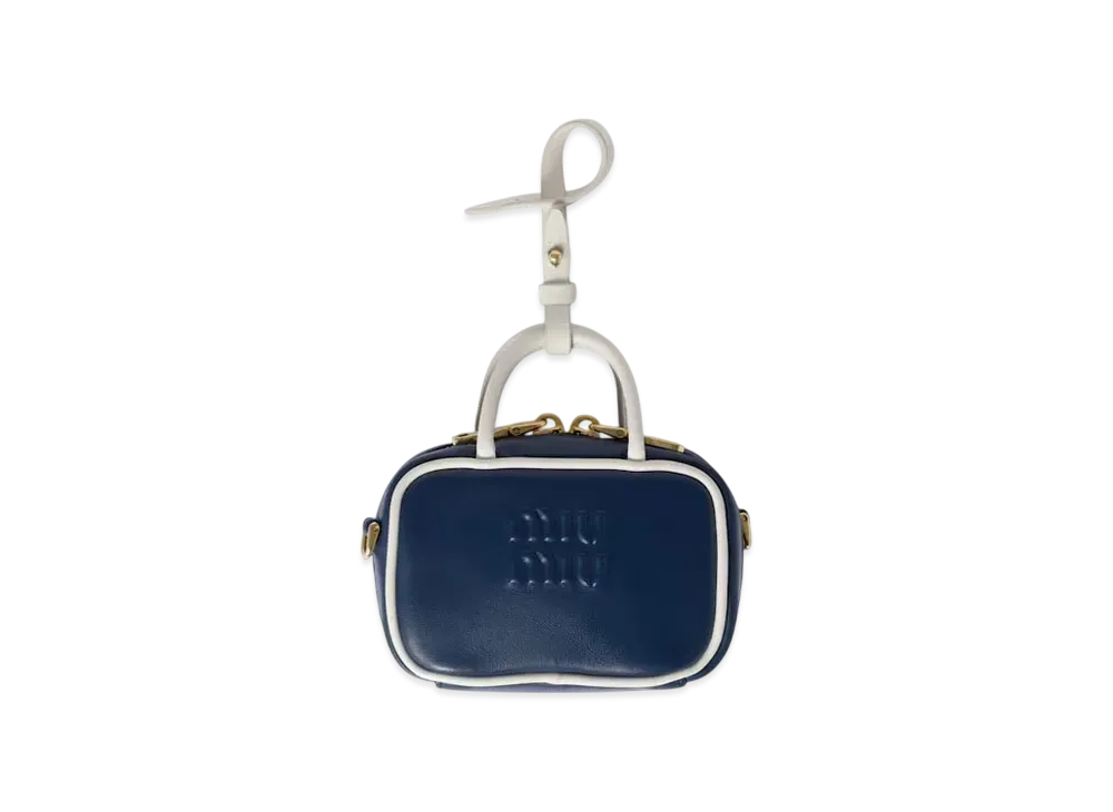 MIUMIU Beau Leather Micro-Bag "Blue/White"