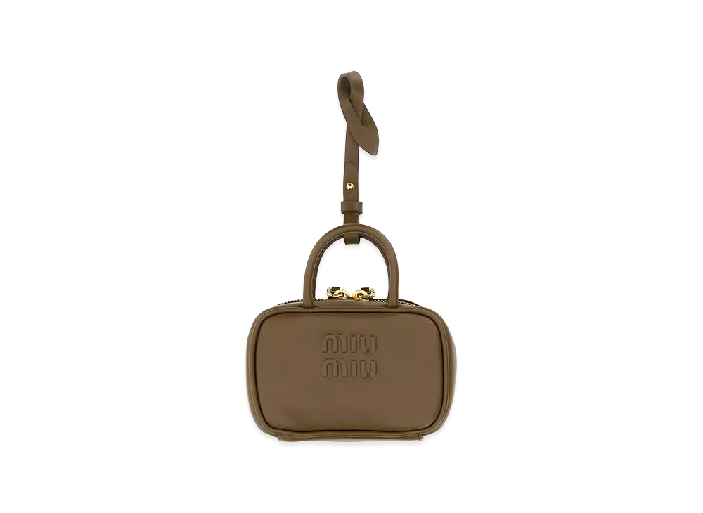 MIU MIU Women's Mud Leather Beau Keyring Necessaire "Brown"
