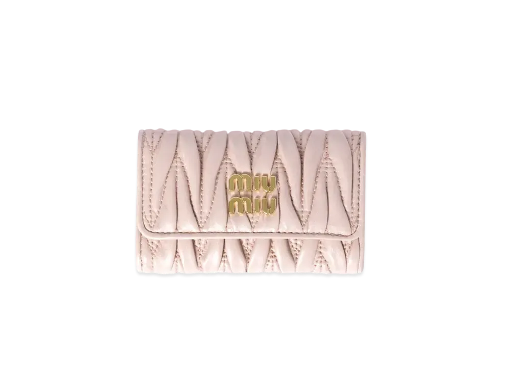 MIUMIU Matelasse Nappa Leather Key Case "Pink Beige"
